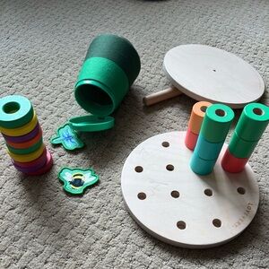 Lovevery bundle bug shrub and wooden stacking peg board and ring stacker